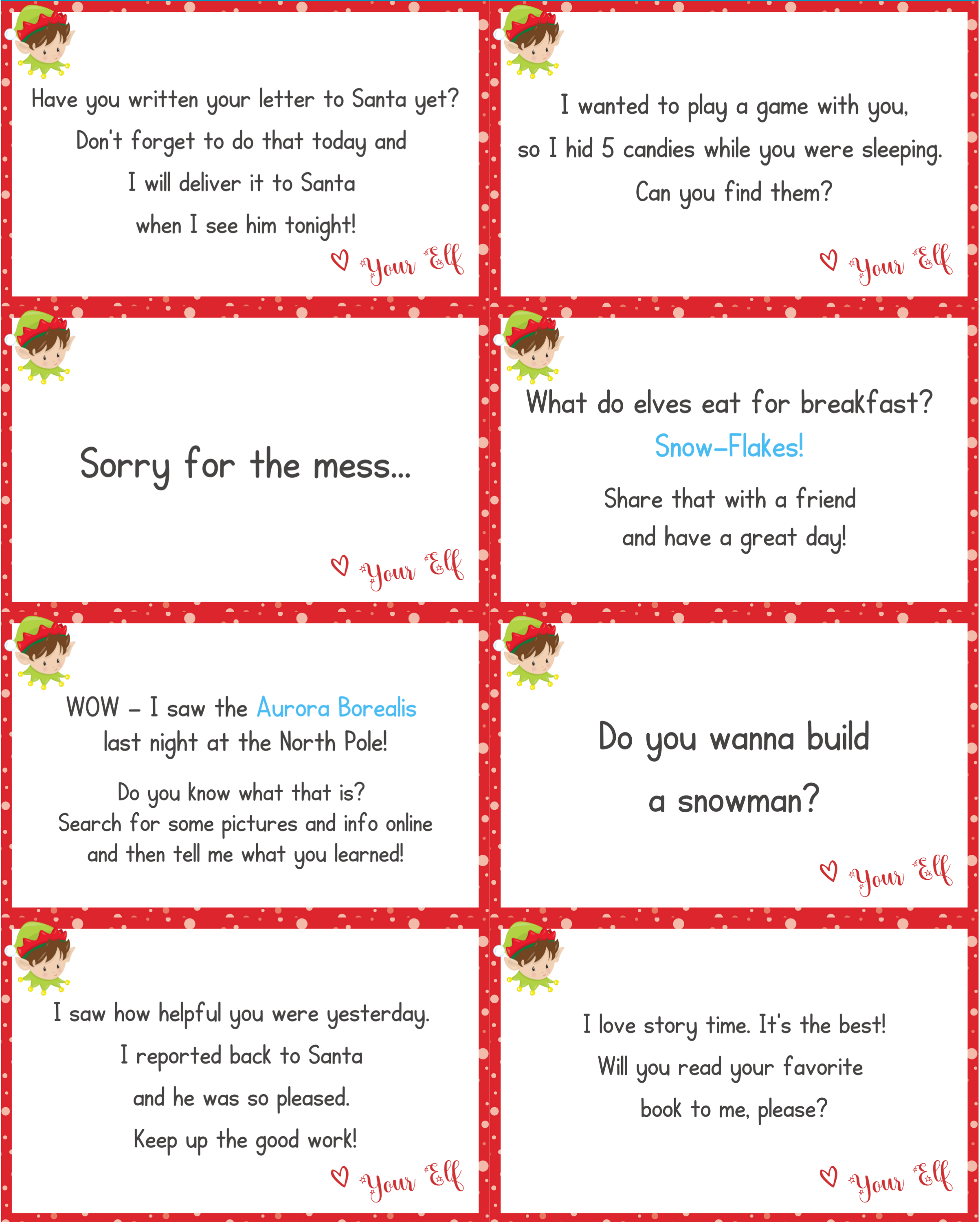 32 free elf on the shelf printable notes - play party plan